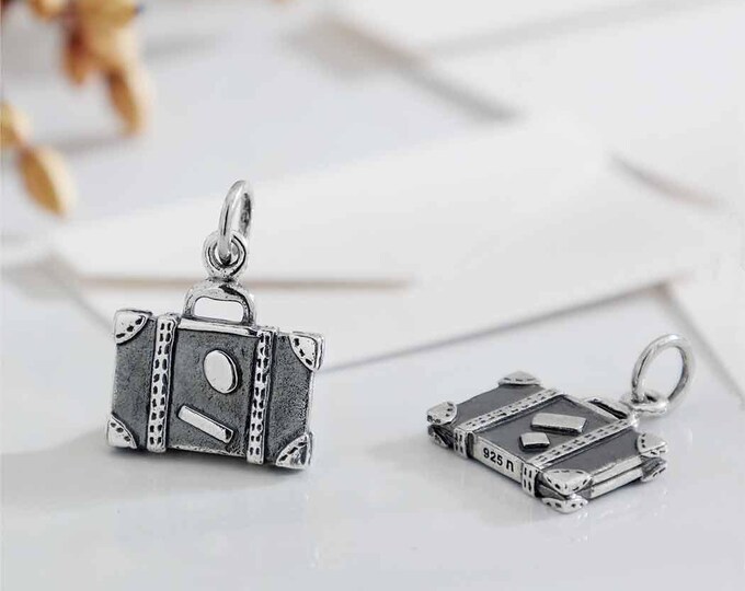 Sterling Silver Suitcase Charm 17x12mm