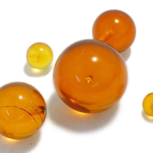 Amber half-drilled bead, select your size