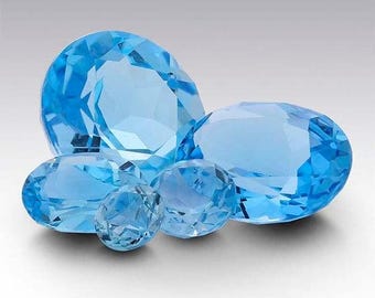 Swiss-Blue Topaz Round Faceted Gemstone, AA-Grade, choose your size