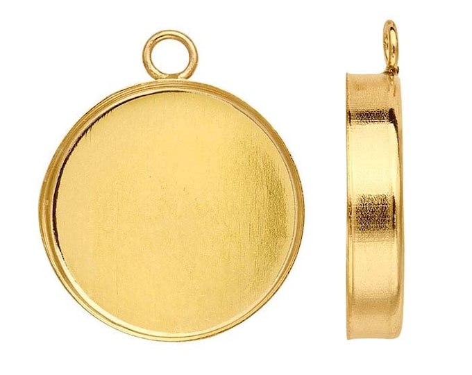 14/20 yellow gold-filled round cabochon component mounting