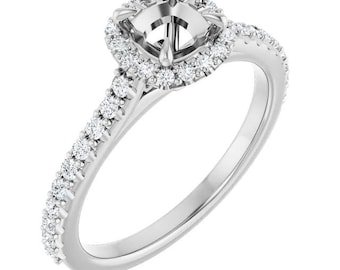14K White 5x5 mm Cushion 3/8 CTW Lab-Grown Diamond Semi-Set Engagement Ring