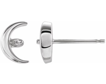 Crescent Moon Earrings Mounting for Pearl, your choice of Sterling Silver or 14k gold.