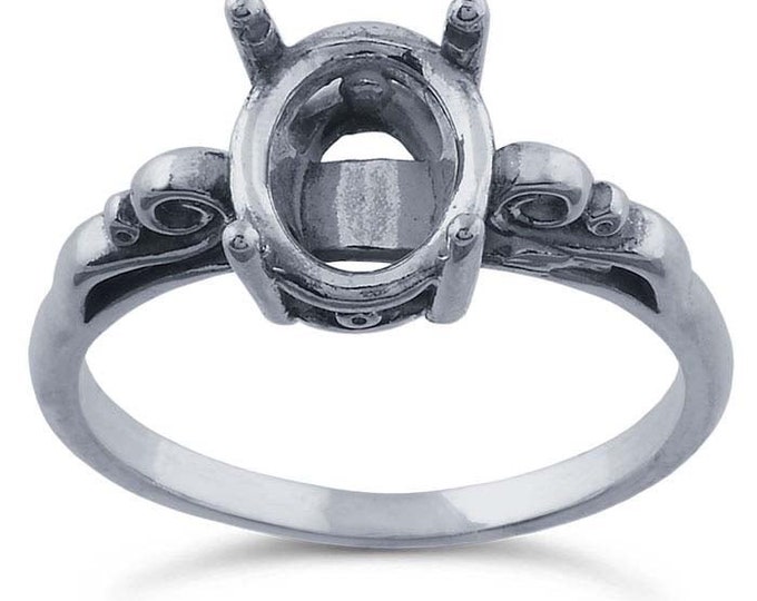 Sterling Silver Scroll ReadySet™  Ring Mounting, choose round or oval setting