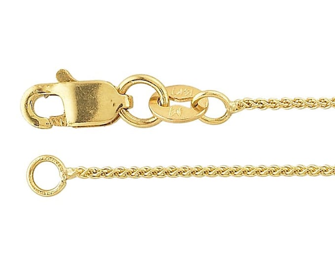 14K Yellow Gold 0.8mm Wheat Chain, 16 inch