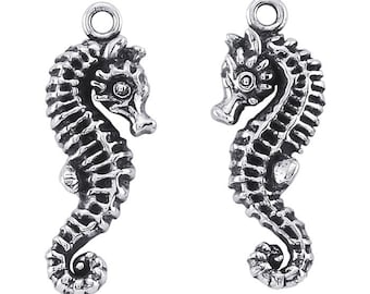 Sterling Silver Seahorse Facing Pair Component