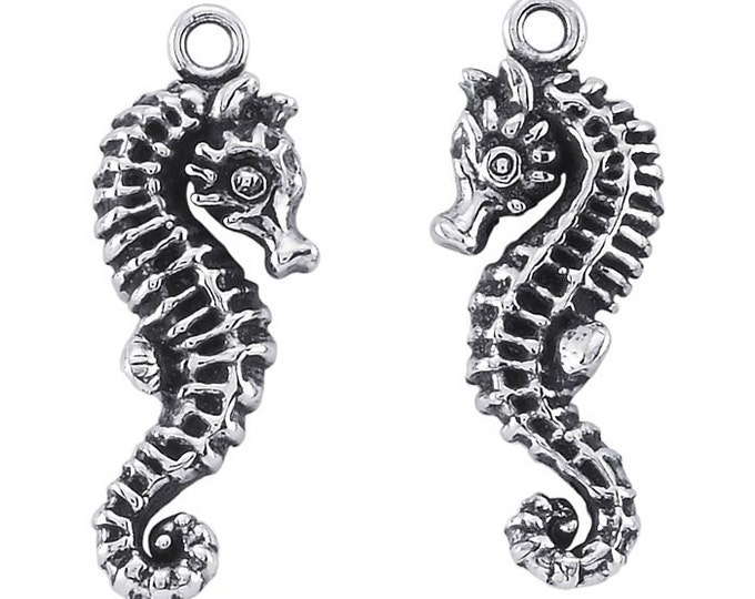 Sterling Silver Seahorse Facing Pair Component