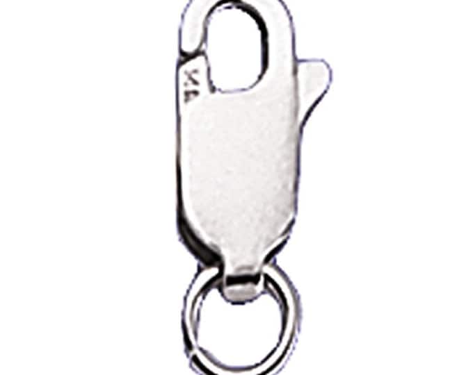 14K Solid White or Yellow Gold Oval Lobster Clasp, with ring,  choose your size