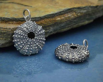 Sterling Silver Dimensional Sea Urchin Charm 20x16mm