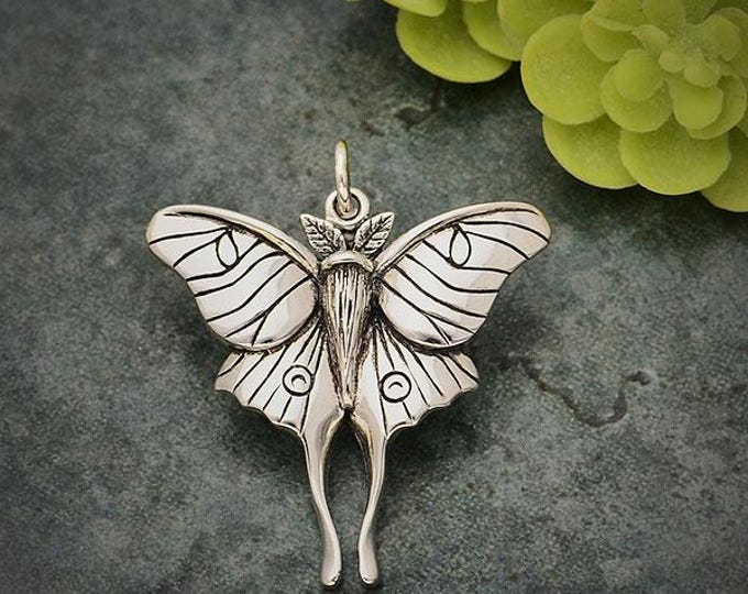 Sterling Silver Luna Moth Pendant 28x24mm