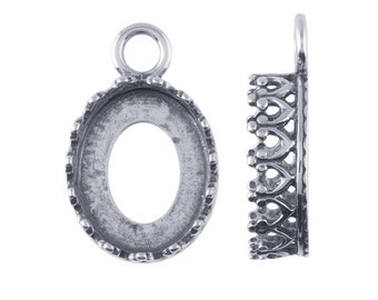 Sterling silver oval gallery wire bezel component mounting