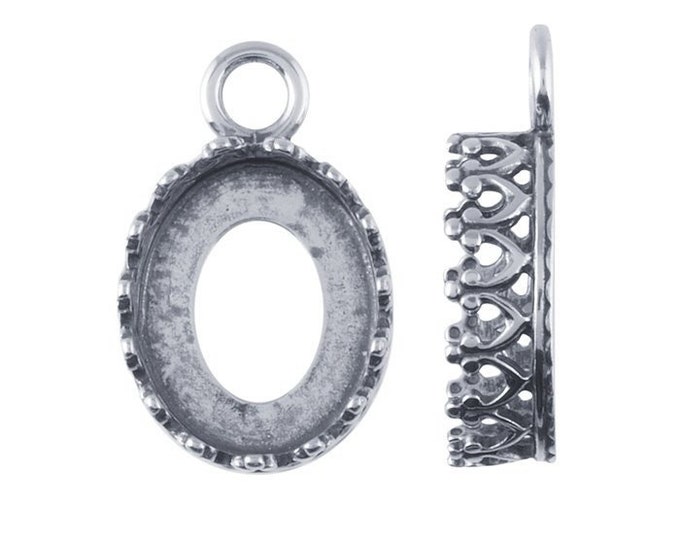 Sterling silver oval gallery wire bezel component mounting