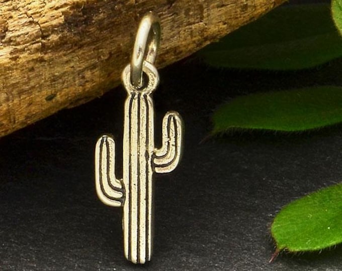 Sterling Silver Tiny Cactus Charm 18x6mm