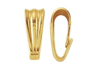 14k yellow or white  gold snap-on pendant bail, 1pc., solid gold finding,