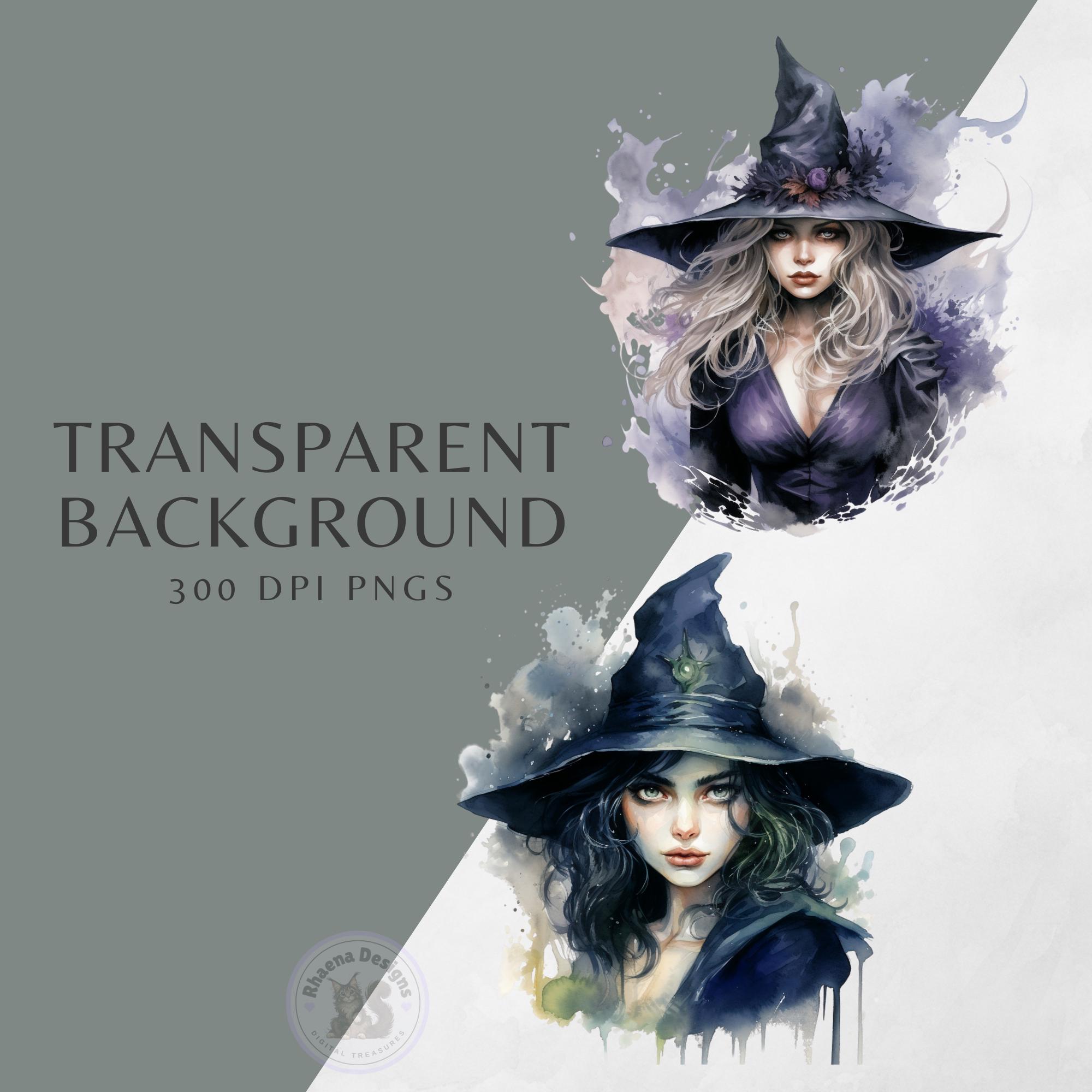 Watercolor Witch Clipart Pack: Halloween Illustrations (PNG Digital ...