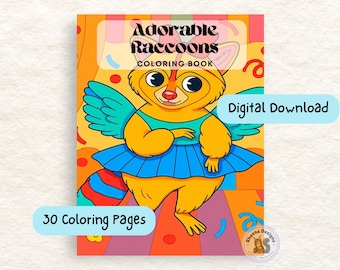Kawaii Raccoon Coloring Book: 30 Printable Pages (PDF Download)