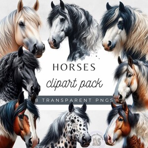 Imágenes prediseñadas de caballos, imágenes prediseñadas de caballos en acuarela, imágenes prediseñadas de animales de granja, ilustraciones de caballos, álbumes de recortes, tarjetas, imágenes prediseñadas ecuestres, imágenes prediseñadas de caballos