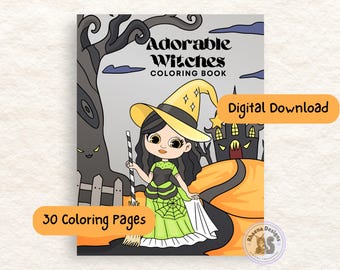 Kawaii Halloween Witch Coloring Book: 30 Spooky-Cute Pages (Printable PDF)