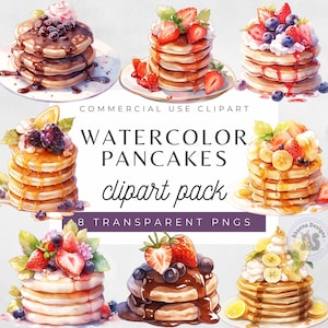 Pancake Clipart Bundle, Scrapbooking, Breakfast Clipart, Digital Download,Pancake Illustration, Instant Download, Card Making,Kawaii Clipart