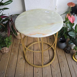 Celadon Glow Onyx Side Table – Natural Green Onyx Top