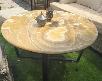 Mesa de centro redonda de lujo de piedra natural Jupitar Onyx