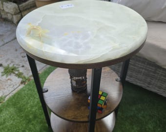 Hybrid Stone Onyx – Dragon Scale x Green Onyx Side Table