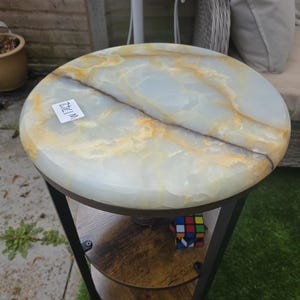 Celestial Vein Onyx Side Table – Natural Stone Top