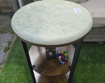 Dragon Orbs Onyx Side Table – Natural Stone with 2-Tier