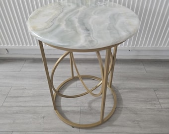 Green White Natural Onyx Stone Luxury Coffee Table