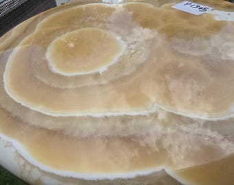 Ringed Honey Onyx Side Table 40cm Natural Round Stone Top