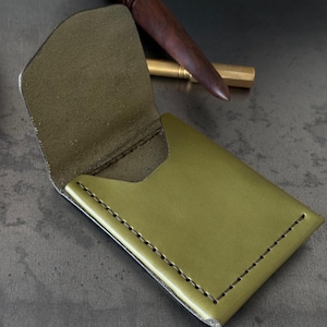 Vegetal Leather Wallet, Slim Card & Cash Holder, Handmade Minimalist Wallet, Front Pocket, Flap Wallet, Personalized Wallet, Gift For Him