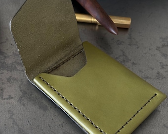 Vegetal Leather Wallet, Slim Card & Cash Holder, Handmade Minimalist Wallet, Front Pocket, Flap Wallet, Personalized Wallet, Gift For Him