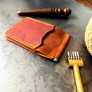 Leather Money Clip Wallet, Money Clip Wallet for Men, Slim Leather Wallet with Money Clip, Minimalist Handmade Wallet, Gift For Husband