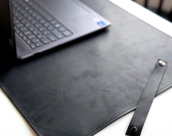 Leather Desk Mat, Stitched Leather Desk Mat, Handmade Full Grain Desk Pad, Rustic Office Cover, Custom Table Pads, Minimalist Gift