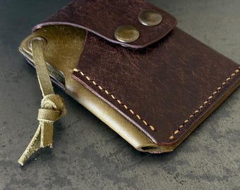 Pueblo Leather Wallet, Handmade Slim Card Holder, Minimalist Front Pocket Wallet, Custom Leather Gift, Personalized Men’s Wallet