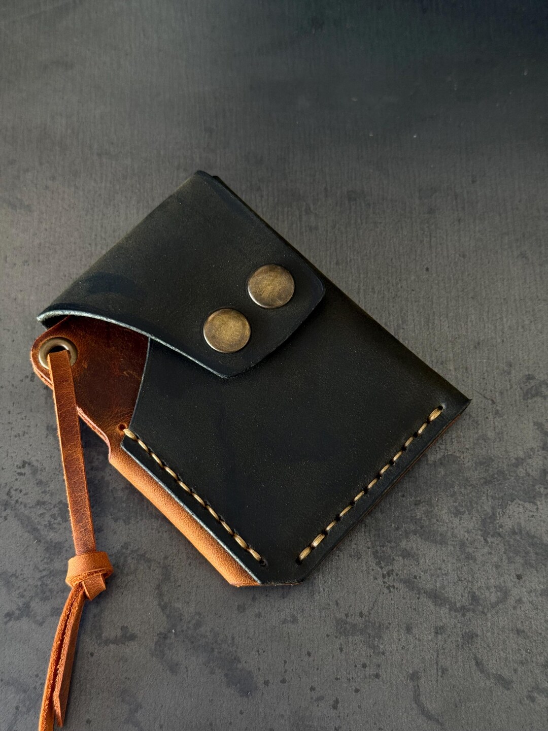 Crazy Horse Leather Wallet, Handmade Minimalist Card Holder, Slim