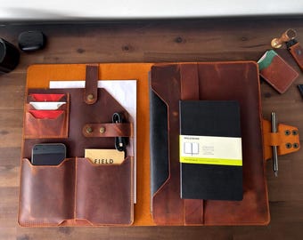 Leather MacBook Pro 13 Case, Handmade Laptop Sleeve, Organizer Cover with Pockets, Gift for Him, Personalized Macbook Air Sleeve