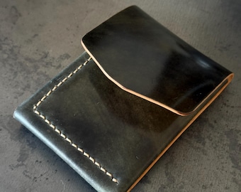 Leather Cash Wallet with Shell Cordovan, Shell Cordovan Card Wallet, Handmade Slim Leather Wallet, Rocado Leather Minimalist Bifold