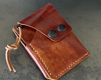 Shell Cordovan or Premium Leather, Handmade Leather Card Holder, Slim Front Pocket Wallet, Minimalist Leather Wallet, Gift For Husband