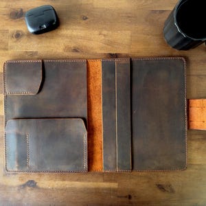 Personlig läderjournal i anteckningsbok, handgjort läderjournalomslag A5, skissblock i läder, personlig present till författare bild 4