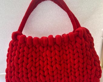 Handmade Chunky Knit Purse, Soft Cozy Shoulder Bag, Large Knitted Handbag, Perfect Gift for Her, Soft & Stylish Everyday Bag, Yarn Bag