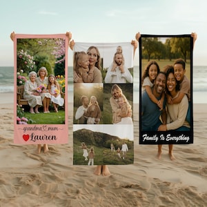 Custom Photo Beach Towel, Personalized Photo Beach Towel, Anniversary Valentine&#39;s Day Wedding Gift, Gift for Dad Mom, Gift for Friends