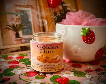 Vela de soja Golden Hour: aroma afrutado, ideal para decorar el hogar de los amantes de los perros.