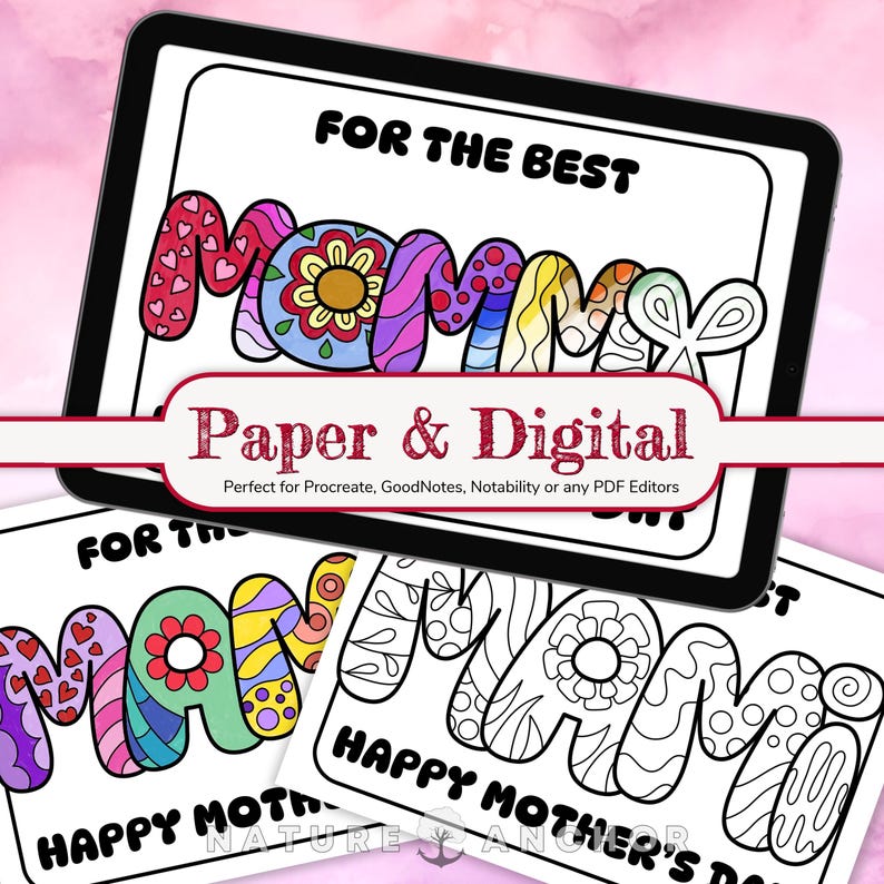 Mami Printable Mother’s Day Coloring Cards - 6 Variations: