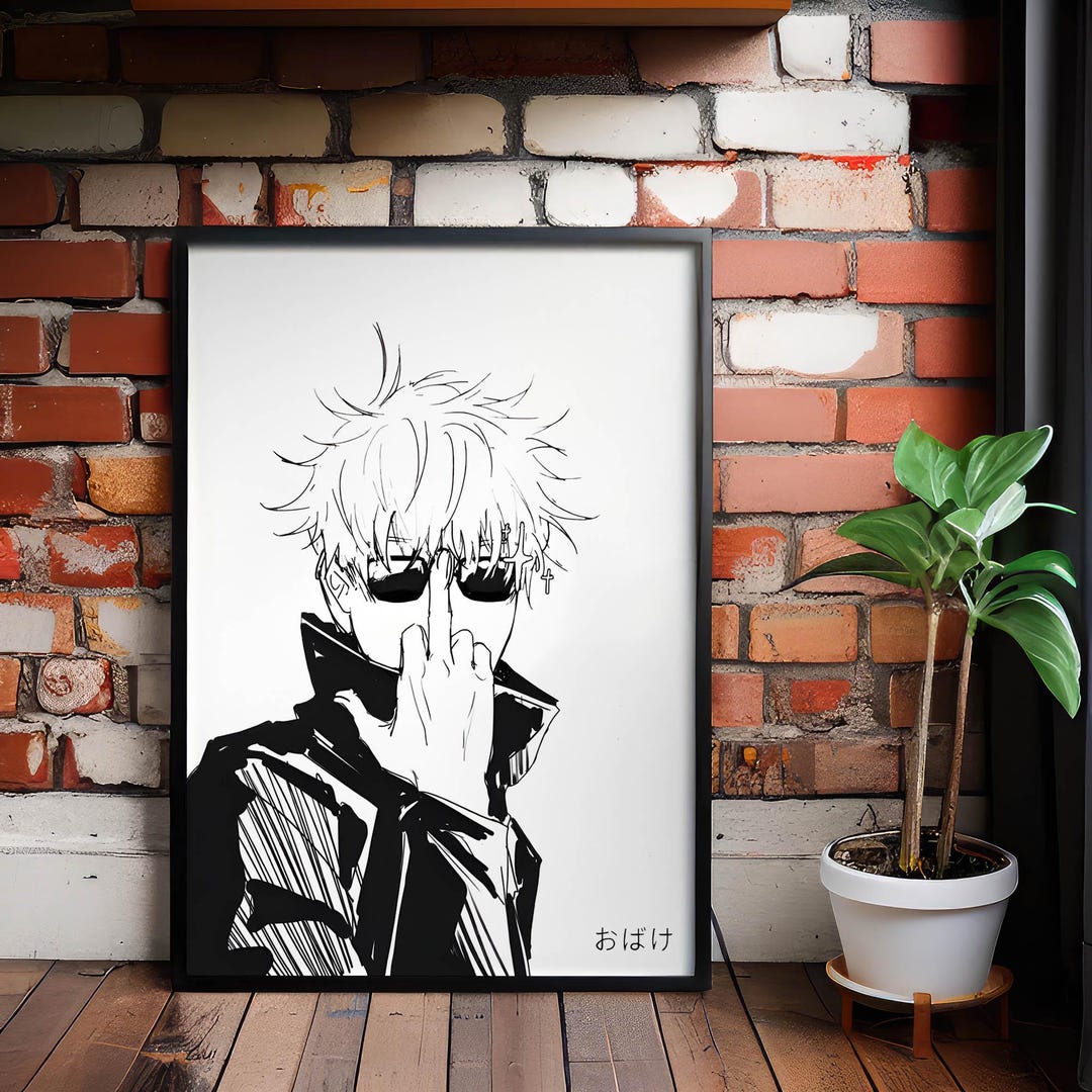 Black and White Anime Print – Cool Manga Style Wall Art, Edgy Otaku
