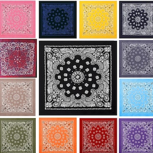 Extra Large Bandanas Men and Women Floral Big 27" Oversized -  All Colors - Black, White, Blue, Red, Green, Pink, Yellow, Dog Bandana Scarf