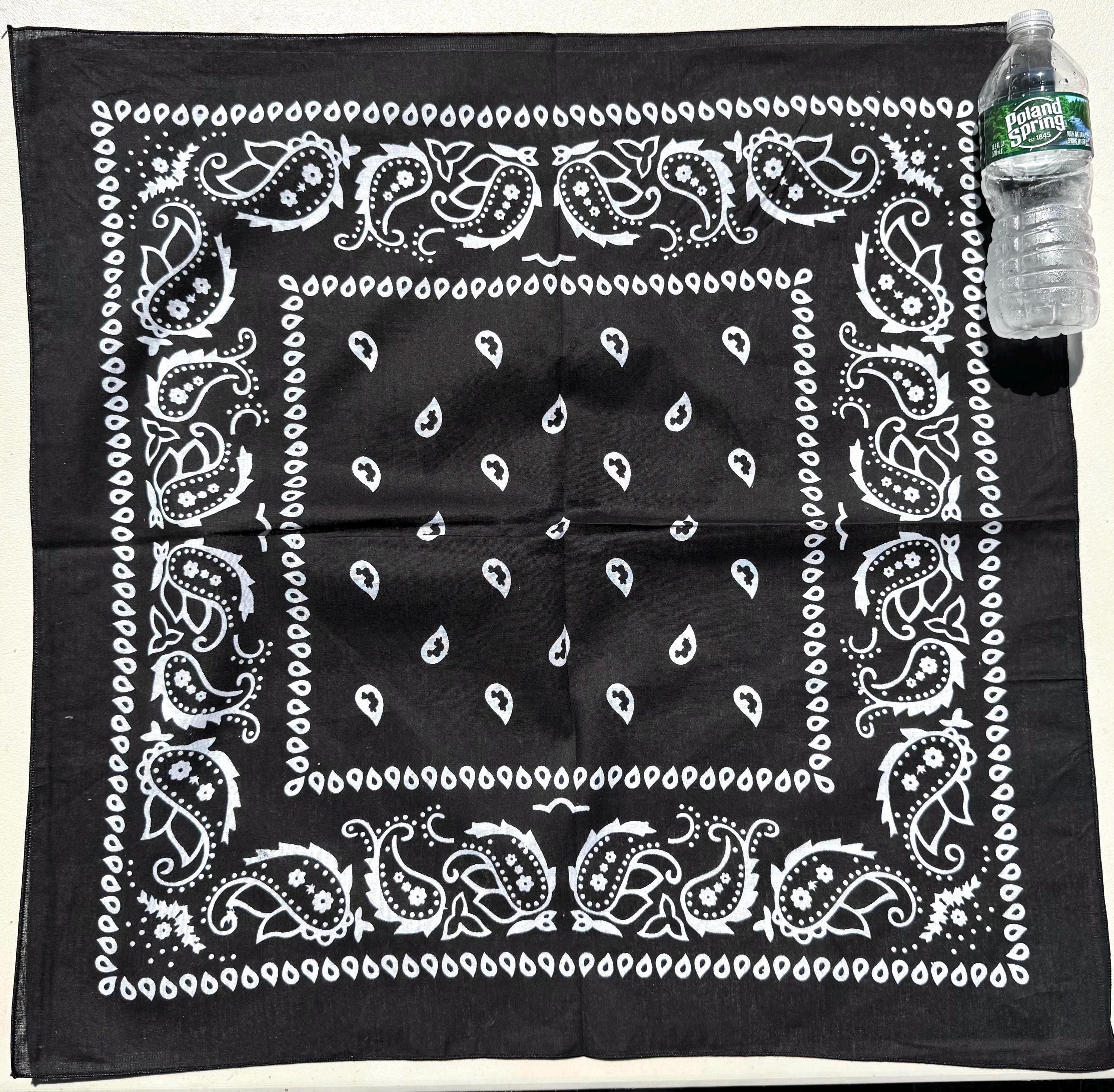 BLACK and WHITE Extra Large Bandanas - Men & Women Traditional