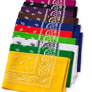 JUMBO Cotton Bandanas Classic Paisley 27" Men, Women & Dog Bandana - Huge Size Goth, Hippy, Gardening, Sports Bandannas and Scarves NEW