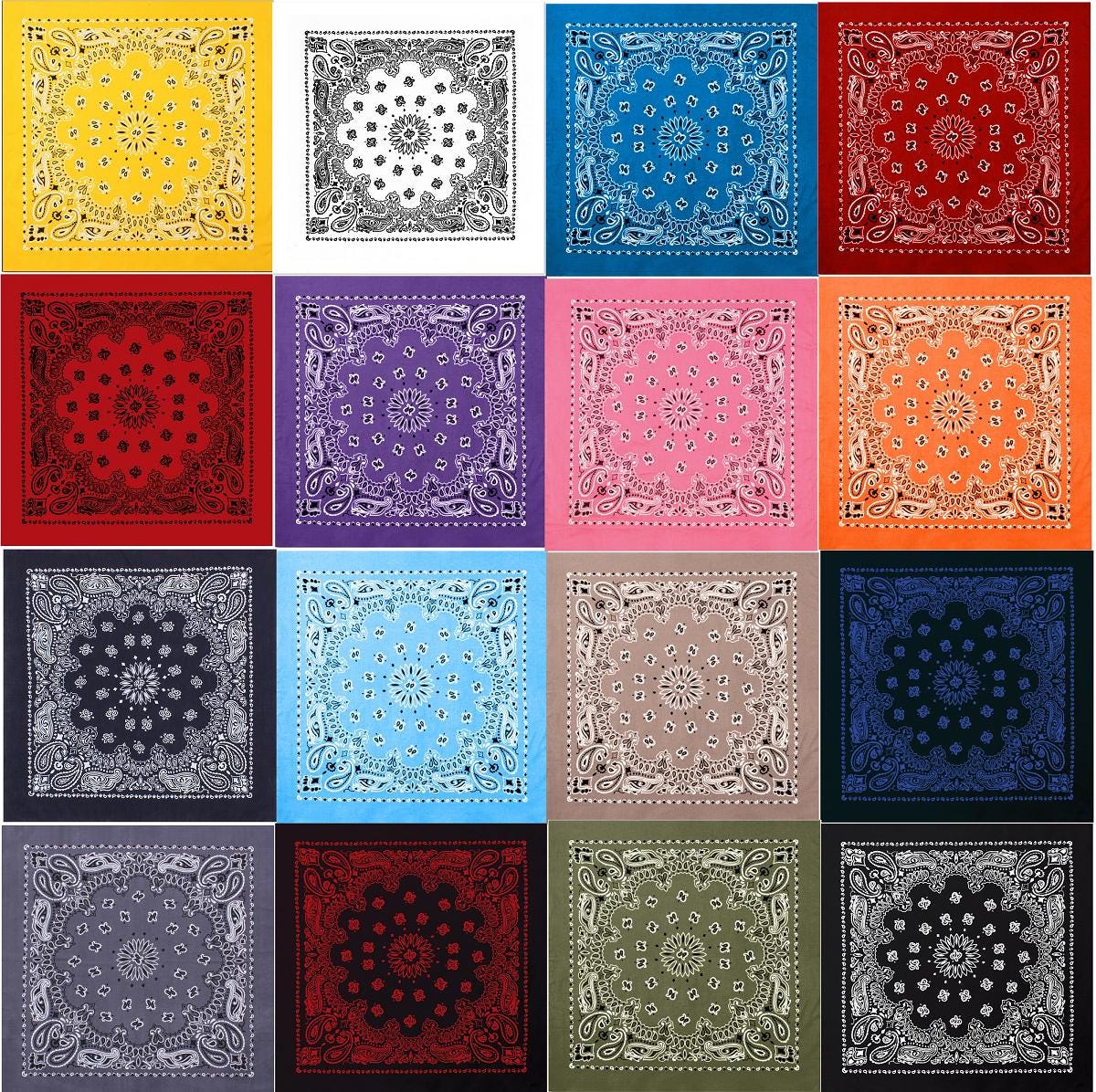 Extra Large Beige Paisley Bandana: 100% Cotton Head Scarf 27