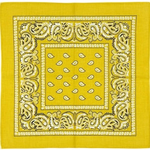 YELLOW & WHITE Extra Large Bandanas - Men and Women Paisley Trainmen Big 27" Bandanas