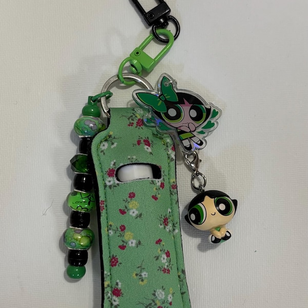 Powerpuff Girls Buttercup Inspired Keychain and Charm with Lip Balm Holder